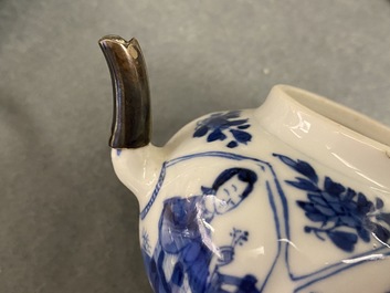 Five Chinese blue and white 'Long Eliza' teapots, Kangxi